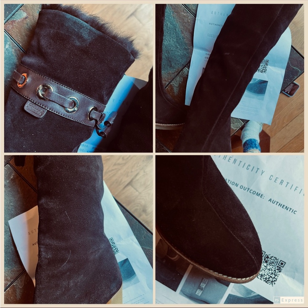 GUCCI💥NOW ON TREND❗️💥Rare Super Luxurious Mink lining tall dark brown EUC size 8 - Picture 10 of 16